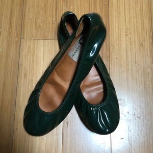 Lanvin Jade Green Leather Flats